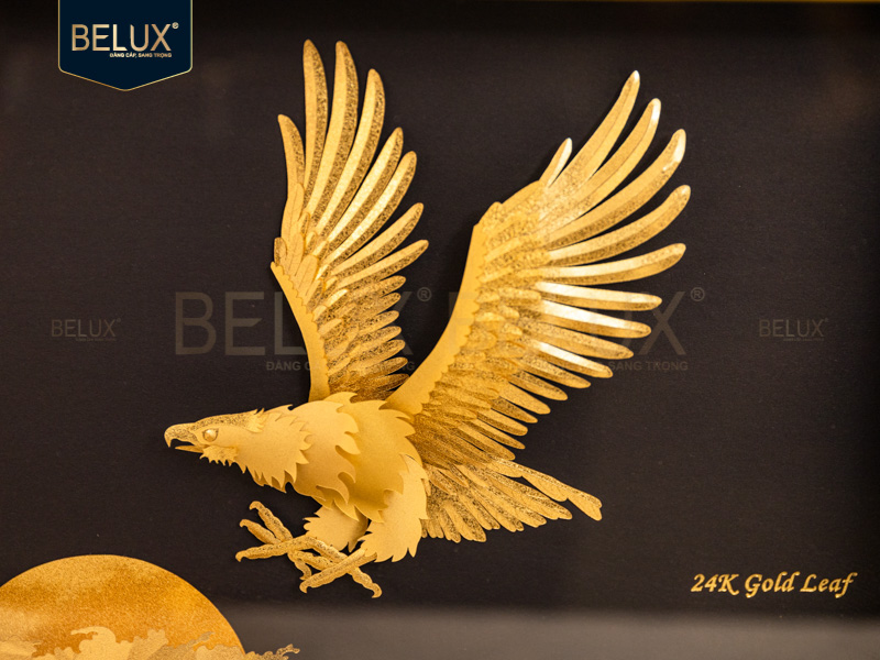 Tranh đôi đại bàng tung cánh dát vàng 58x36cm